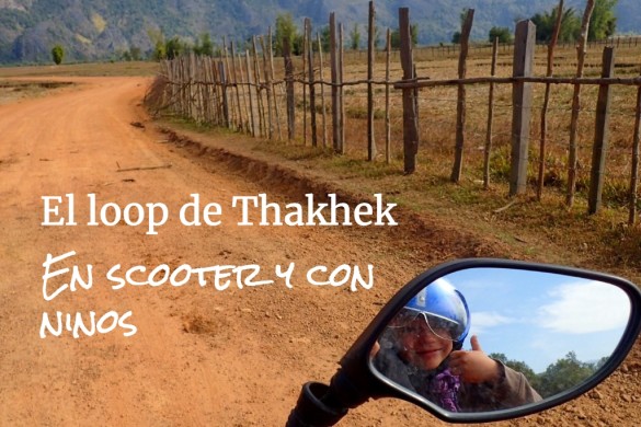 el_loop_de_thakhek_en_scooter_con_ninos